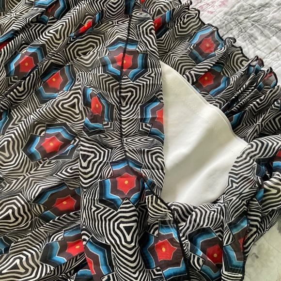 LAPIS Pleated Flare Skirt Size XL Geometric Print Lined Sheer Multi Colored - Picture 4 of 5
